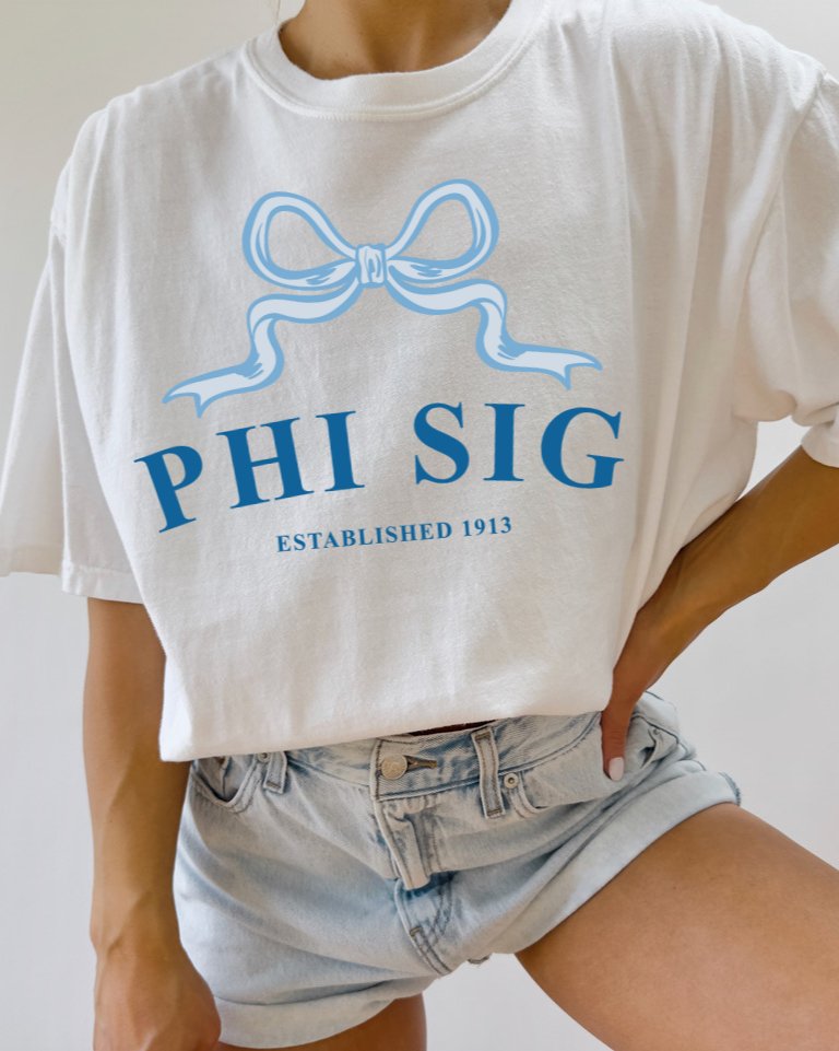Phi Sigma Sigma Ribbon Sorority T-Shirt | Phi Sig Trendy Shirt Big