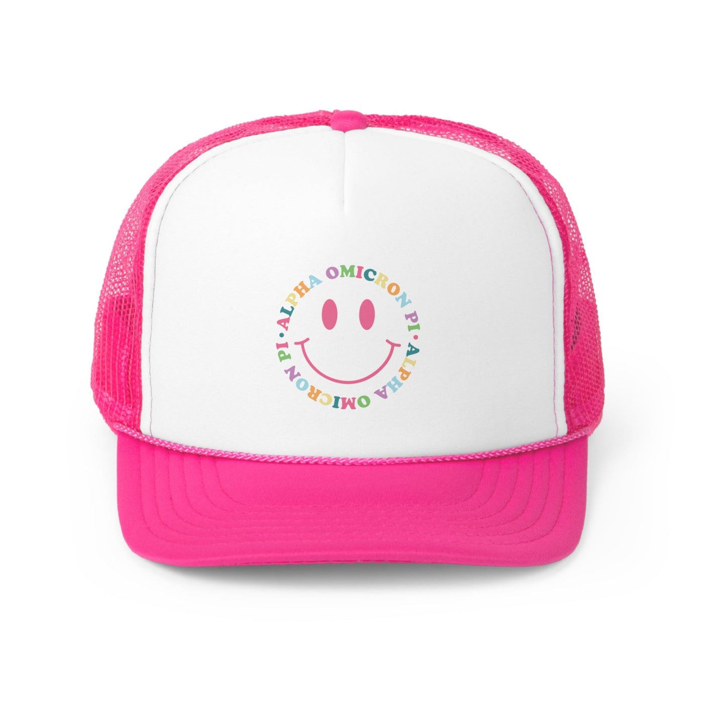 Alpha Omicron Pi Colorful Smile Foam Trucker Hat