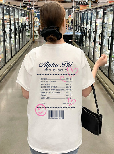 Alpha Phi Sorority Receipt Comfy T-shirt