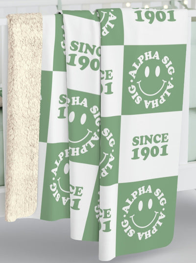 Alpha Sigma Alpha Fluffy Blanket | Alpha Sig Cozy Sherpa Sorority Blanket