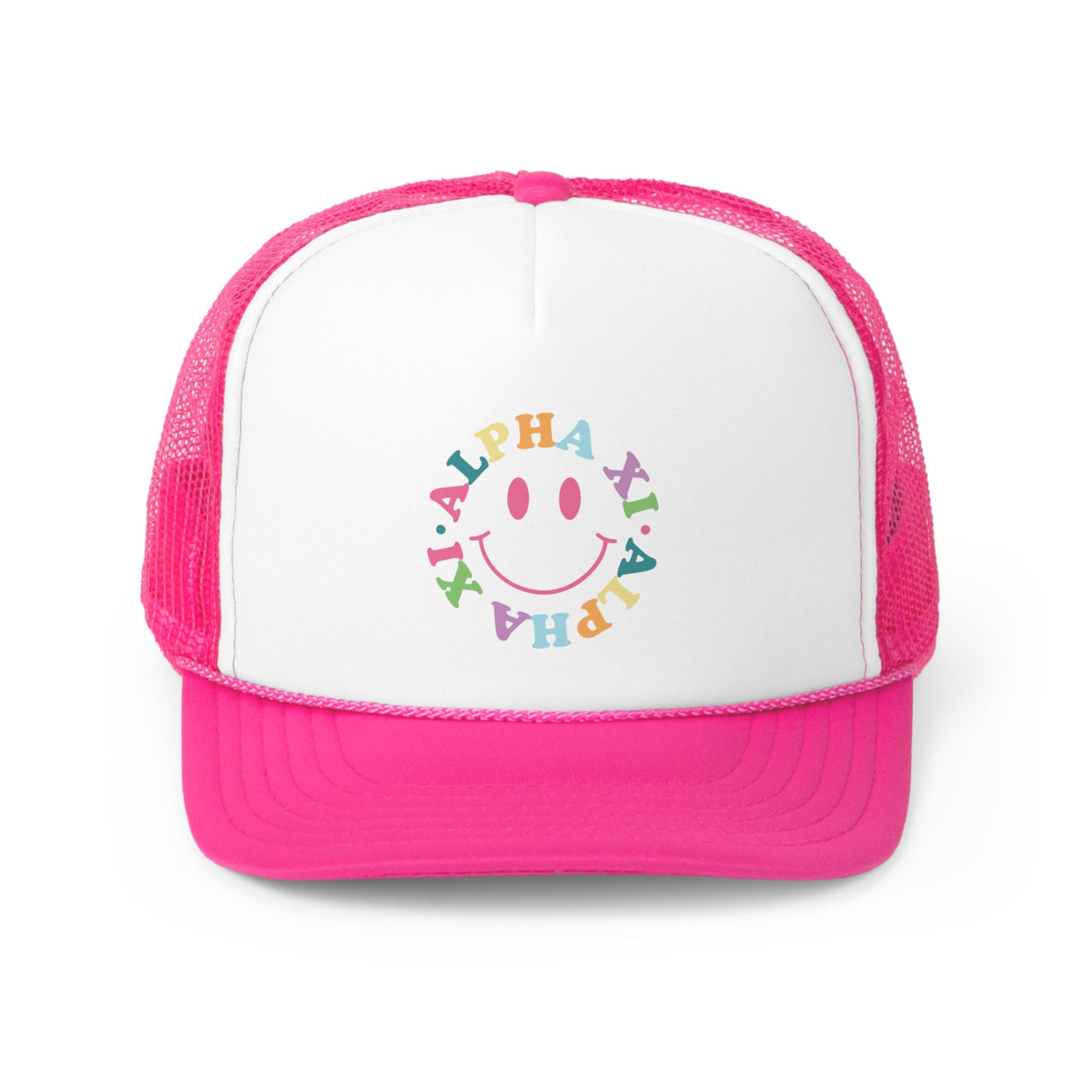 Alpha Xi Delta Colorful Smile Foam Trucker Hat