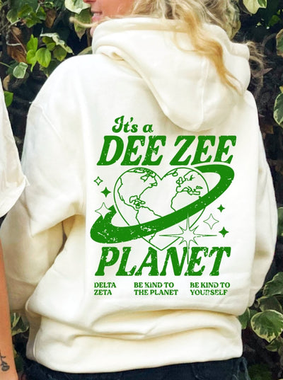 Delta Zeta Planet Hoodie | Be Kind to the Planet Trendy Sorority Dee Zee Sweatshirt