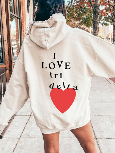 I Love Delta Delta Delta Sorority Sweatshirt | Trendy Tri Delta Custom Sorority Hoodie