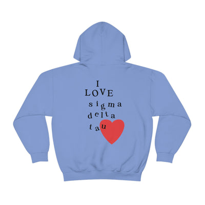 I Love Sigma Delta Tau Sorority Sweatshirt | Trendy Custom Sig Delt Sorority Hoodie