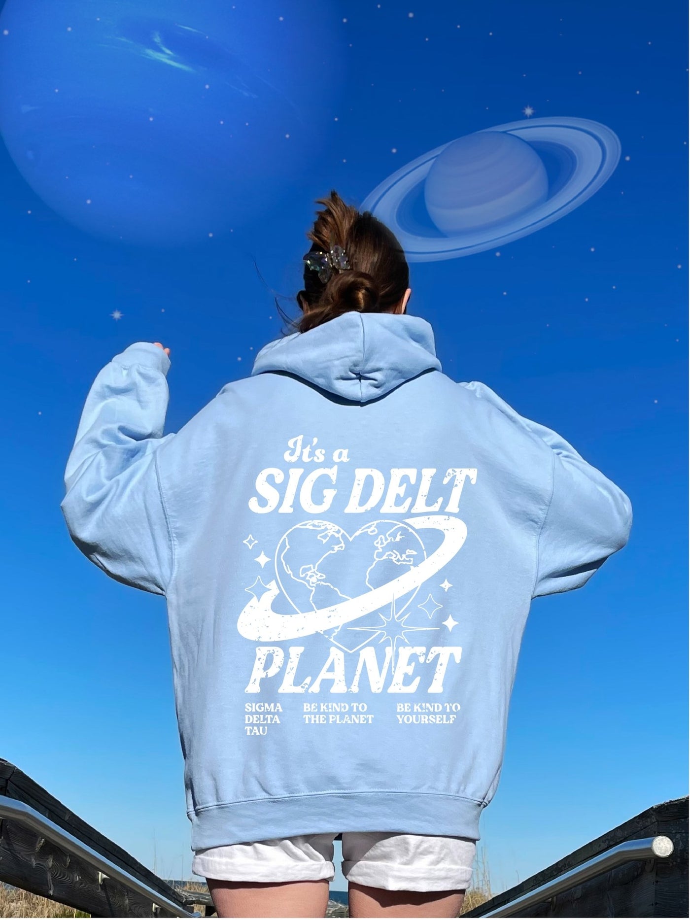 Sigma Delta Tau Planet Hoodie | Be Kind to the Planet Trendy Sorority Hoodie