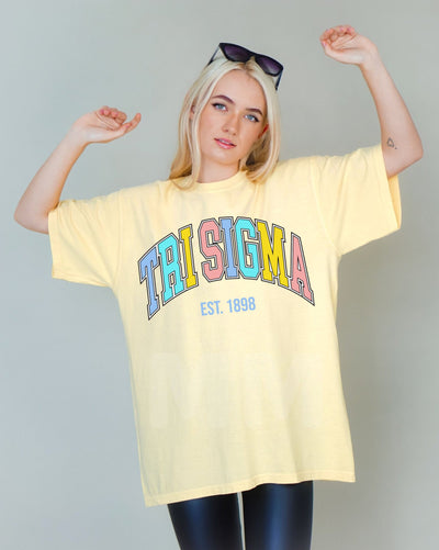 Sigma Sigma Sigma Pastel Varsity Sorority T-shirt