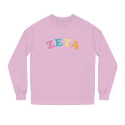 Zeta Tau Alpha Colorful Text Cute Zeta Sorority Crewneck Sweatshirt