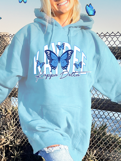 Kappa Delta Baby Blue Butterfly Cute Sorority Sweatshirt
