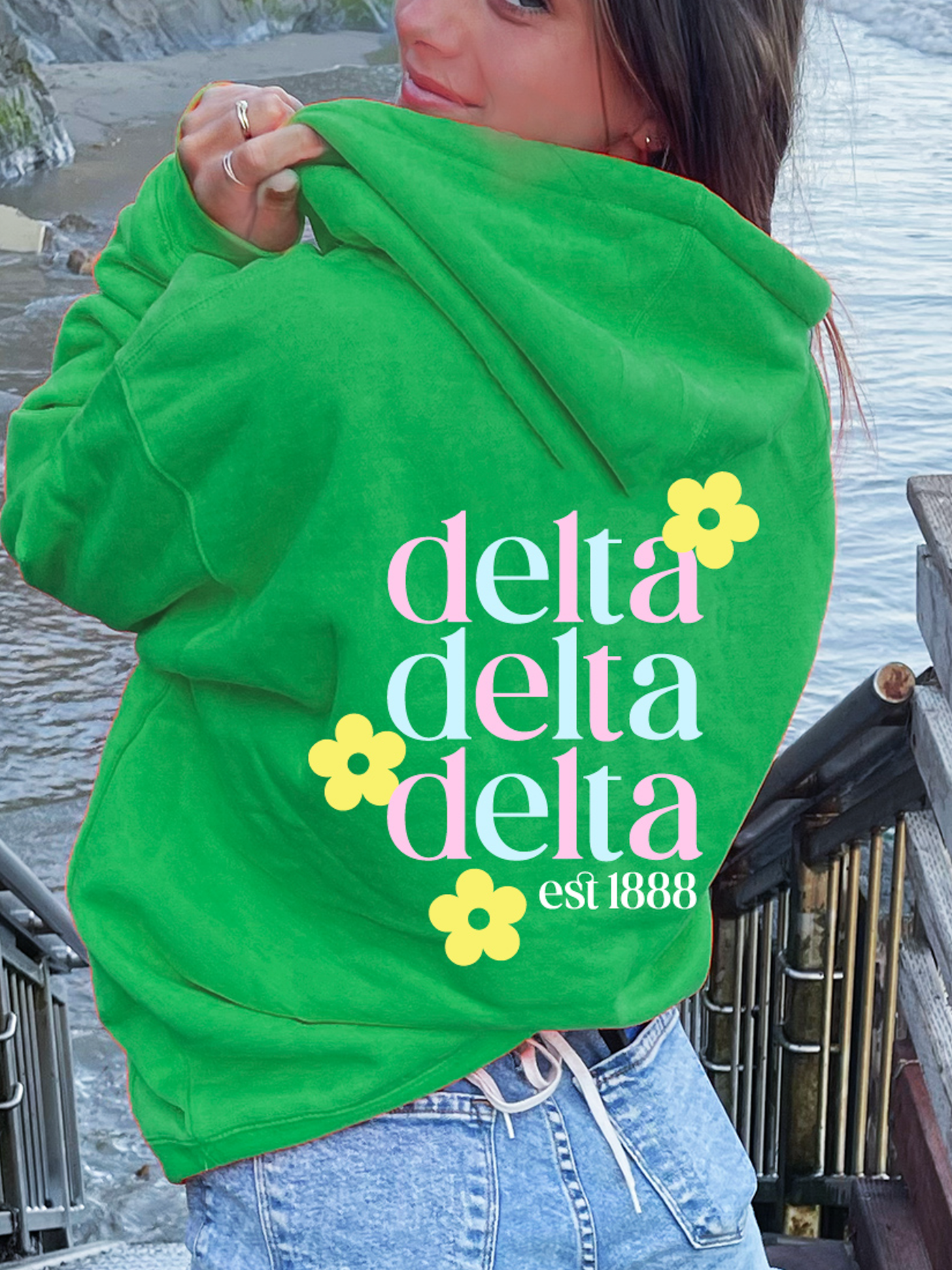 Delta Delta Delta Flower Sweatshirt, Tri Delta Sorority Hoodie