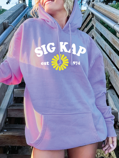 Sigma Kappa Lavender Flower Sorority Hoodie | Trendy Sorority Sig Kap Sweatshirt