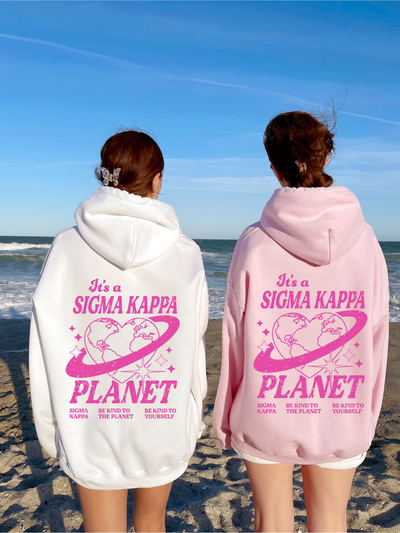 Sigma Kappa Planet Hoodie | Be Kind to the Planet Trendy Sorority Hoodie | Greek Life Sweatshirt | Trendy Sorority Sweatshirt