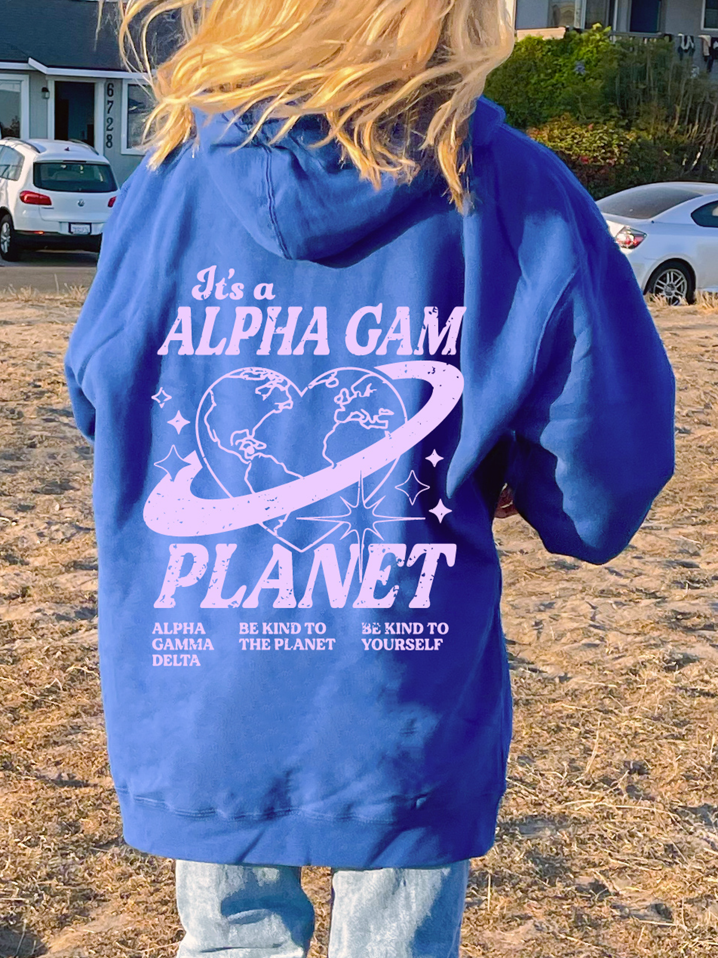 Alpha Gamma Delta Planet Hoodie | Be Kind to the Planet Trendy Sorority Hoodie