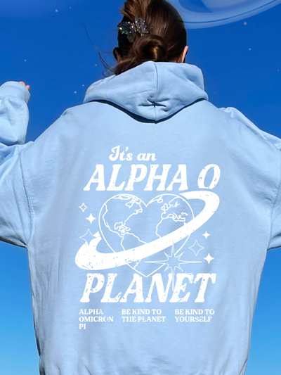 Alpha Omicron Pi Planet Hoodie | Be Kind to the Planet Trendy Sorority Hoodie