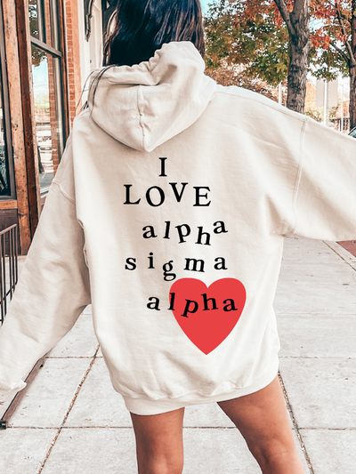 I Love Alpha Sigma Alpha Sorority Sweatshirt | Trendy Alpha Sigma Alpha Custom Sorority Hoodie