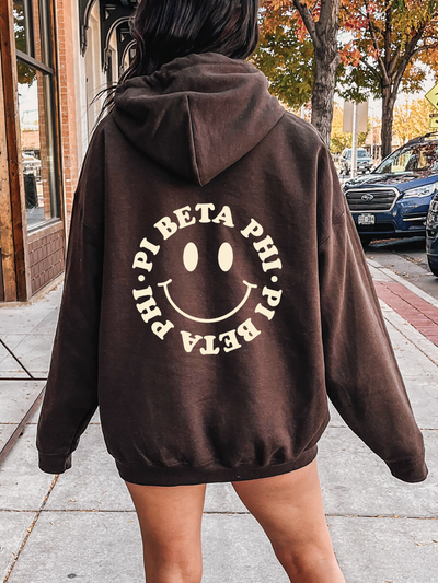 Pi Beta Phi Smiley Sorority Sweatshirt | Trendy Pi Phi Custom Sorority Hoodie