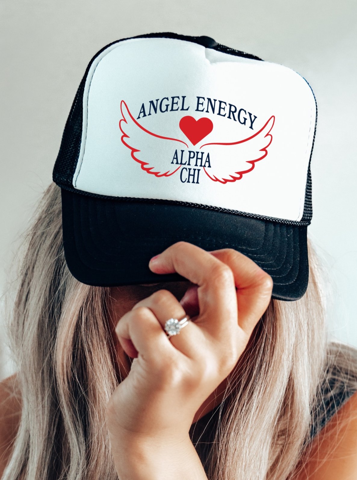 Alpha Chi Omega Angel Energy Foam Trucker Hat