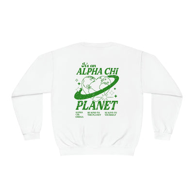 Alpha Chi Omega Planet Crewneck Sweatshirt | Be Kind to the Planet Trendy Sorority Crewneck