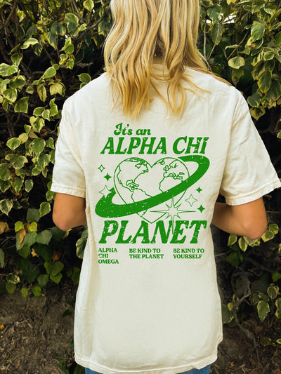 Alpha Chi Omega Planet T-shirt | Be Kind to the Planet Trendy Sorority shirt