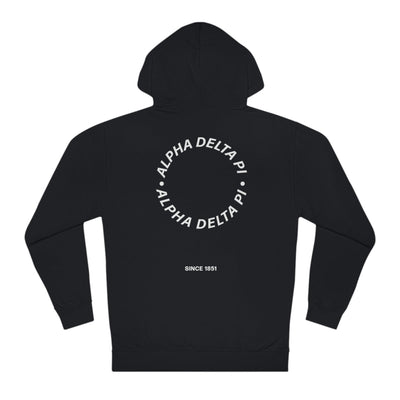 Alpha Delta Pi ADPi Simple Circle Sorority Hoodie Sweatshirt Design Black