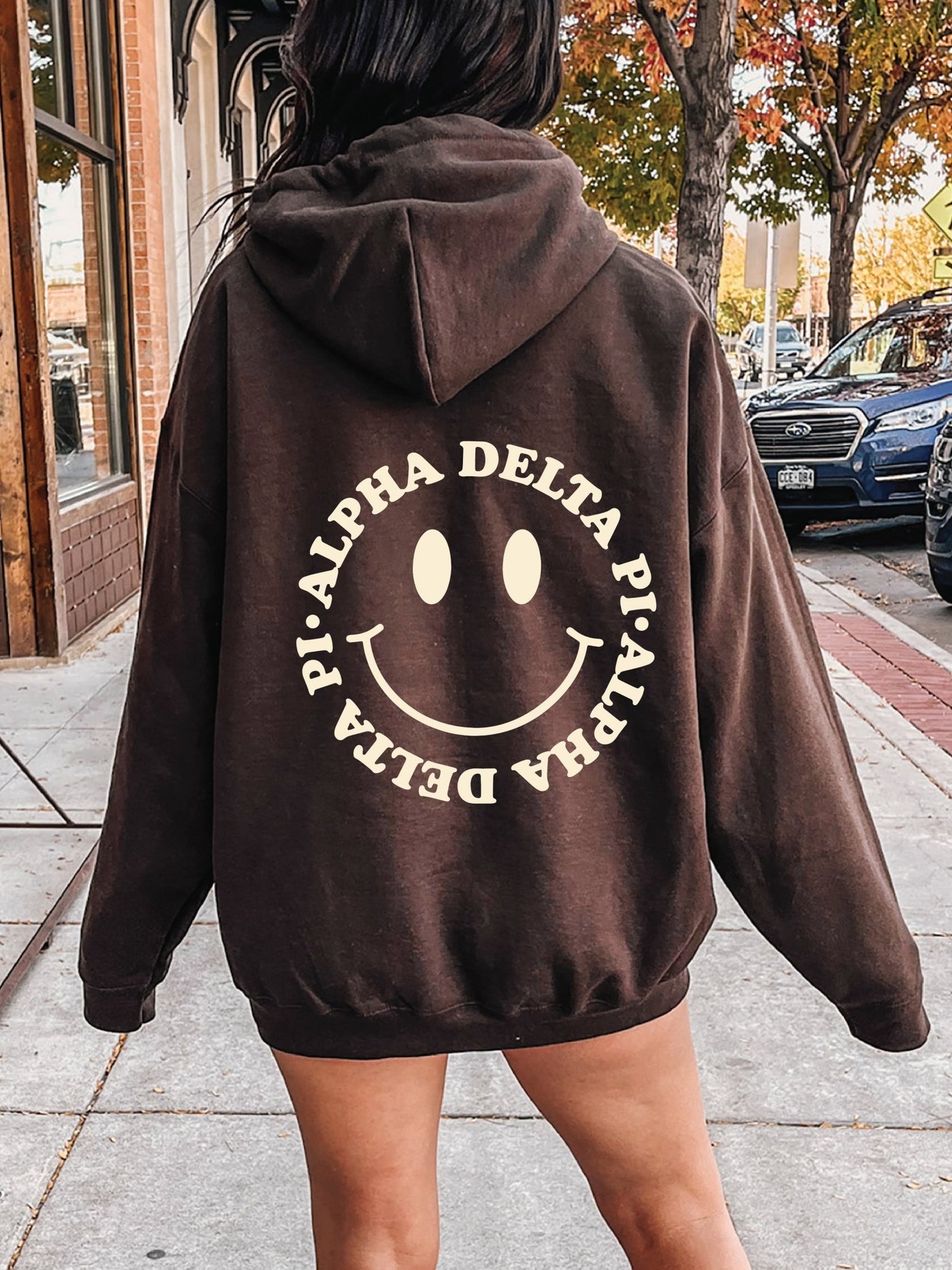 Alpha Delta Pi Smiley Sorority Sweatshirt | Trendy ADPi Custom Sorority Hoodie