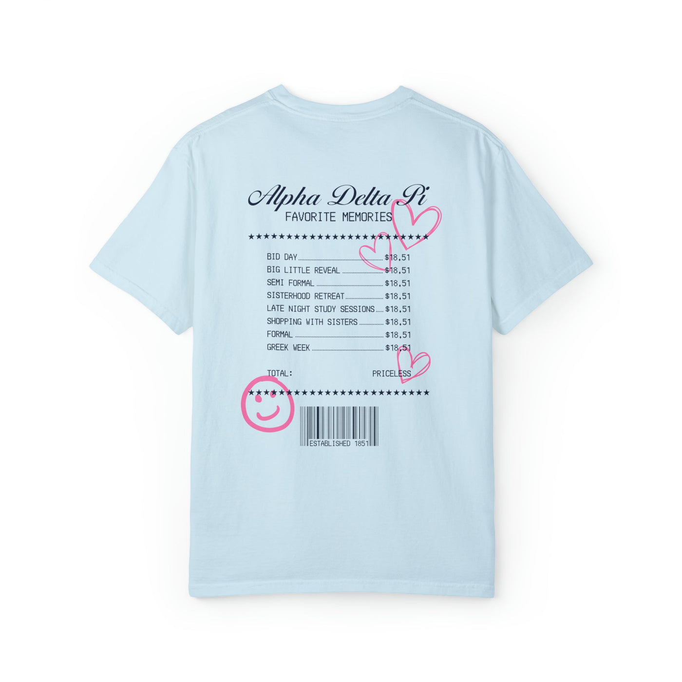 Alpha Delta Pi Sorority Receipt Comfy T-shirt