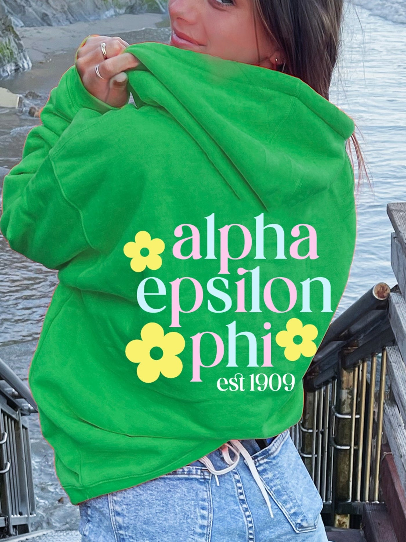 Alpha Epsilon Phi Flower Sweatshirt, AEPhi Sorority Hoodie