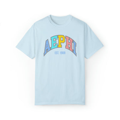 Alpha Epsilon Phi Pastel Varsity Sorority T-shirt