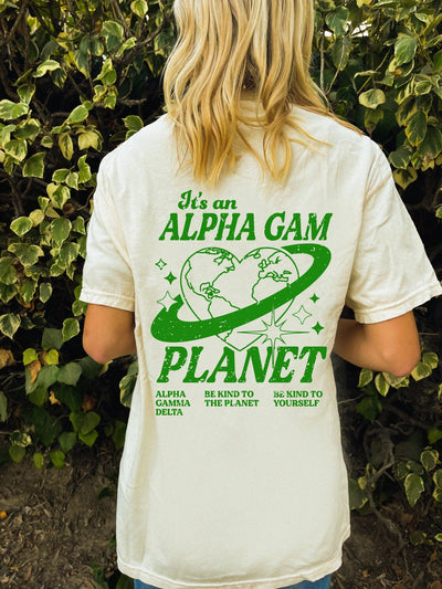 Alpha Gamma Delta Planet T-shirt | Be Kind to the Planet Trendy Sorority shirt