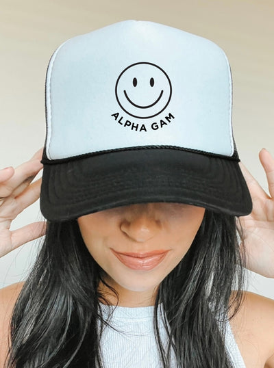 Alpha Gamma Delta Smile Trendy Foam Trucker Hat