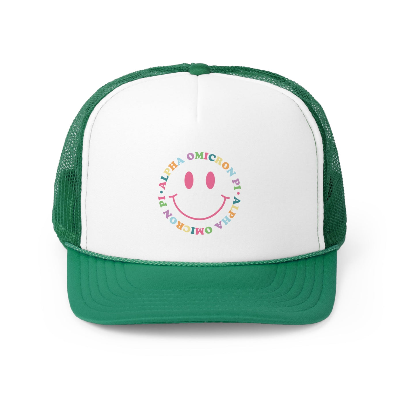 Alpha Omicron Pi Colorful Smile Foam Trucker Hat
