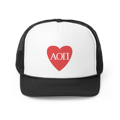 Alpha Omicron Pi Heart Letters Sorority Foam Trucker Hat