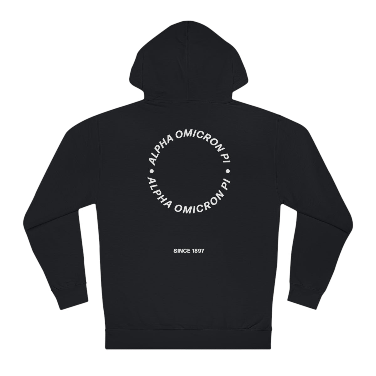 Alpha Omicron Pi Simple Circle Alpha O Sorority Hoodie Sweatshirt Design Black