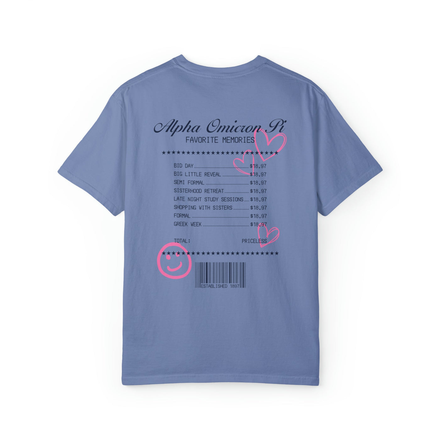 Alpha Omicron Pi Sorority Receipt Comfy T-shirt