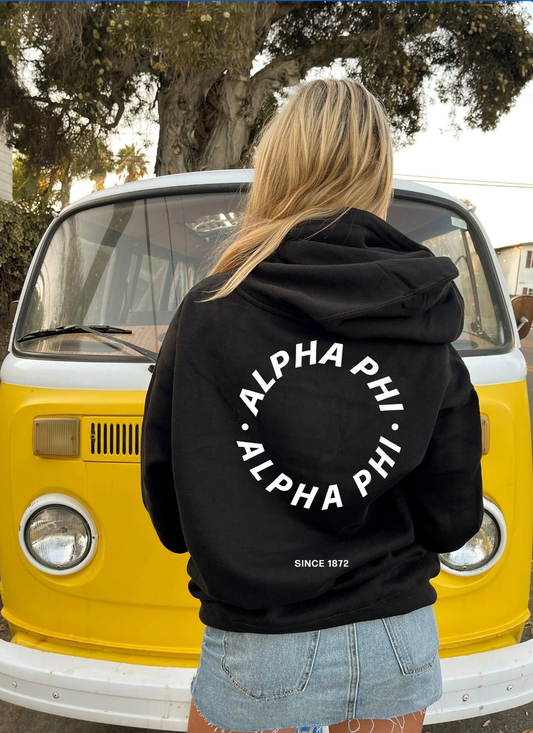 Alpha Phi / APhi Simple Trendy Cute Circle Sorority Hoodie Sweatshirt Design Black