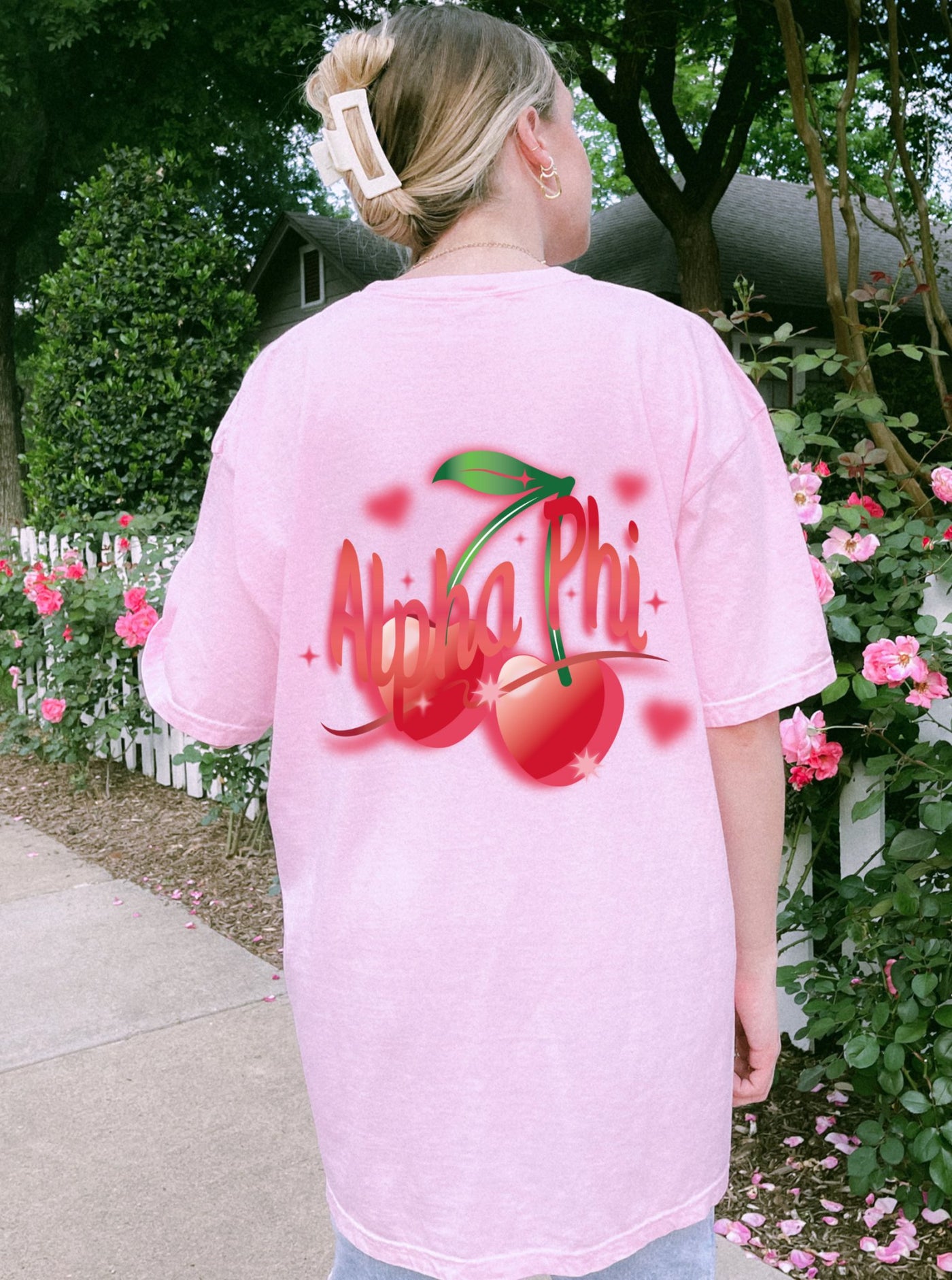 Alpha Phi Cherry Airbrush Sorority T-shirt
