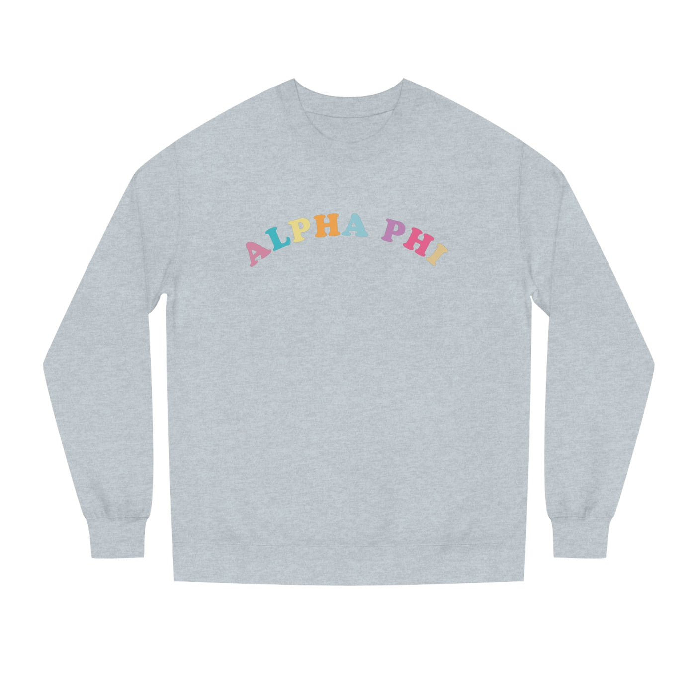 Alpha Phi Colorful Text Cute APhi Sorority Crewneck Sweatshirt