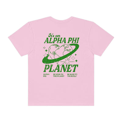 Alpha Phi Planet T-shirt | Be Kind to the Planet Trendy Sorority shirt
