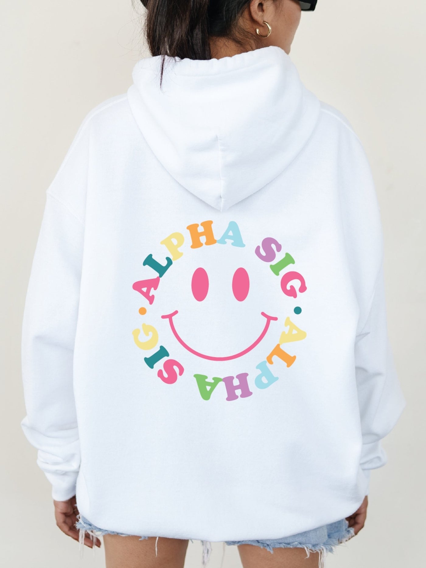 Alpha Sigma Alpha Colorful Smiley Sweatshirt, Alpha Sig Sorority Hoodie