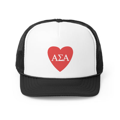 Alpha Sigma Alpha Heart Letters Sorority Foam Trucker Hat