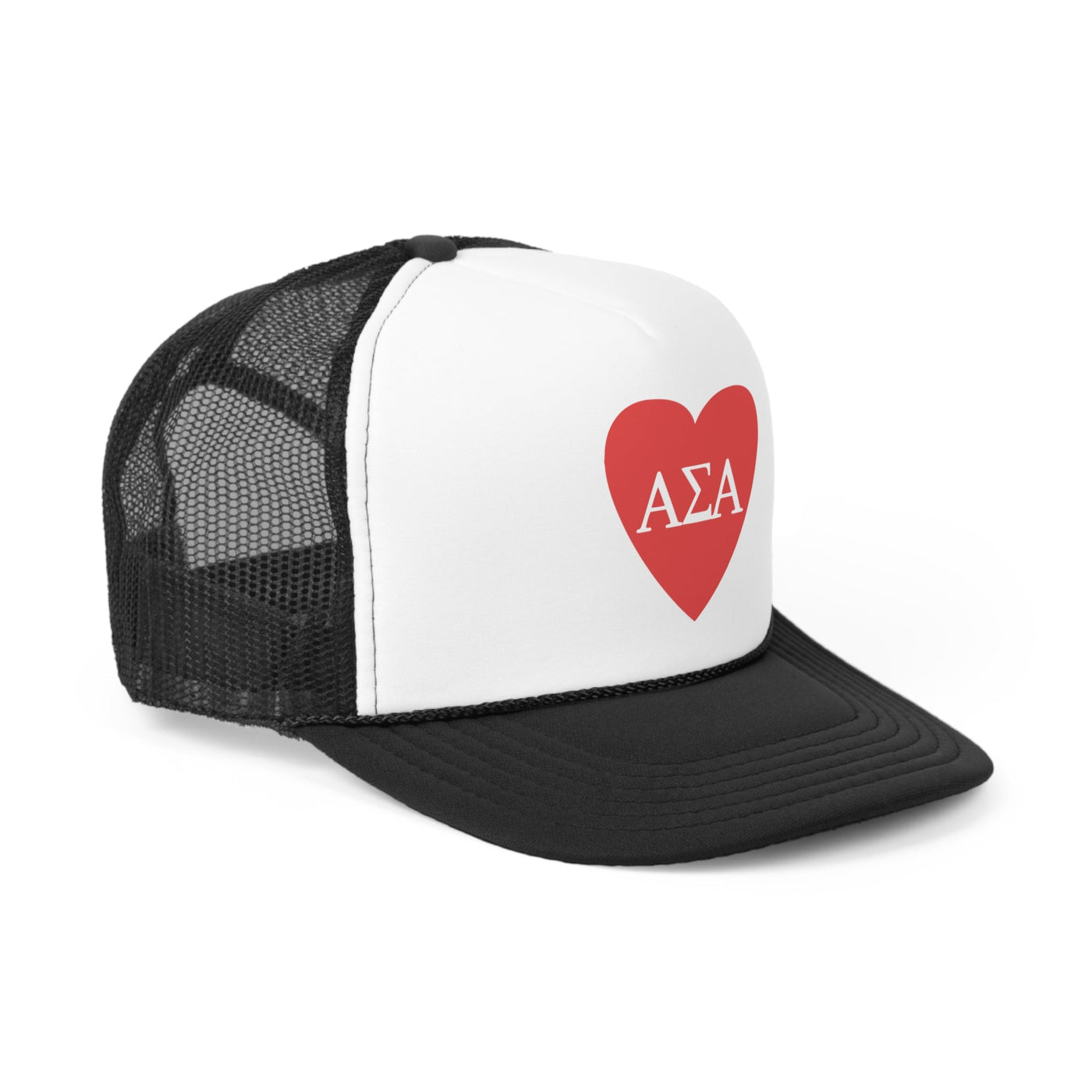 Alpha Sigma Alpha Heart Letters Sorority Foam Trucker Hat
