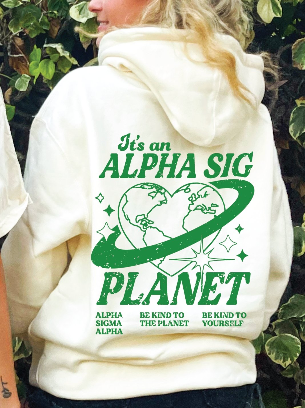Alpha Sigma Alpha Planet Hoodie | Be Kind to the Planet Trendy Sorority Sweatshirt