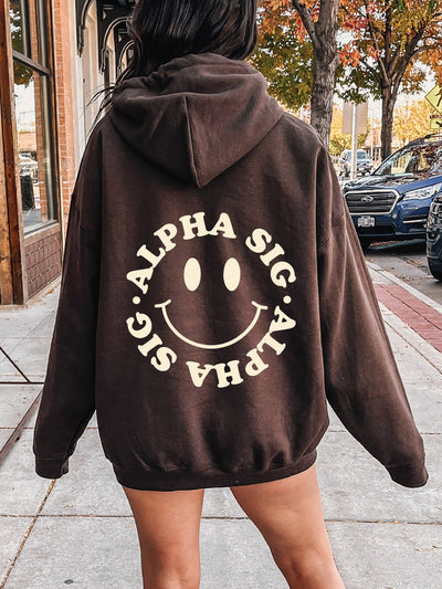 Alpha Sigma Alpha Smiley Sorority Sweatshirt | Trendy Alpha Sig Custom Sorority Hoodie