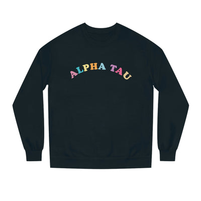 Alpha Sigma Tau Colorful Text Cute Alpha Tau Sorority Crewneck Sweatshirt