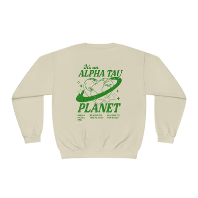 Alpha Sigma Tau Crewneck Sweatshirt | Be Kind to the Planet Trendy Sorority Crewneck