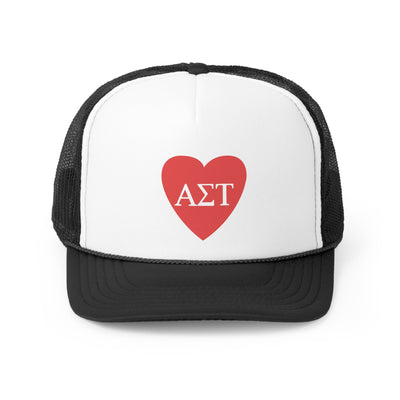 Alpha Sigma Tau Heart Letters Sorority Foam Trucker Hat