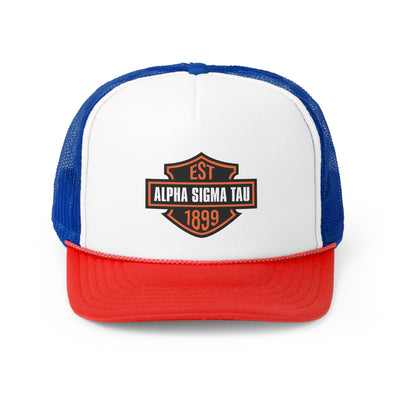 Alpha Sigma Tau Trendy Motorcycle Trucker Hat