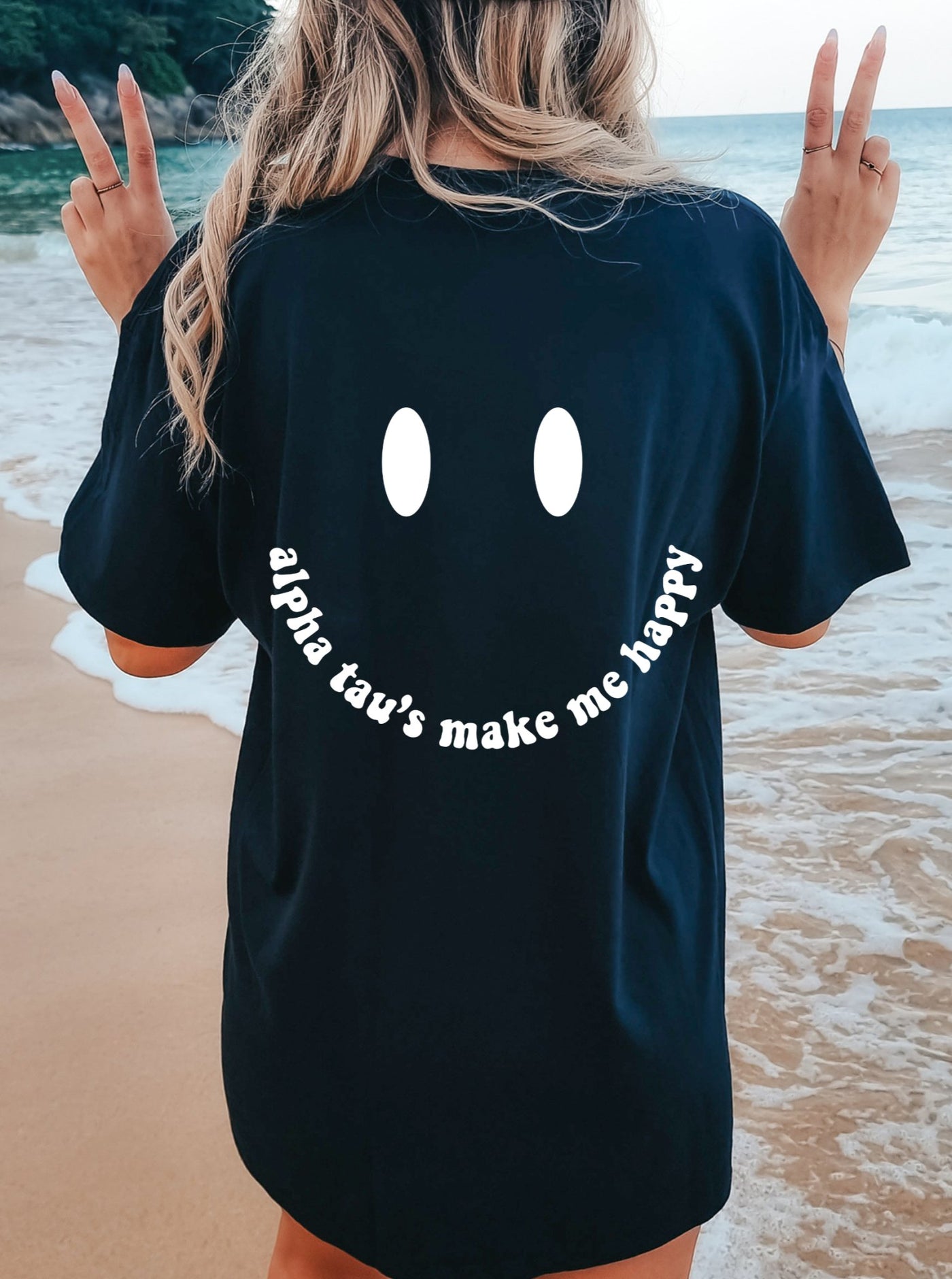 Alpha Sigma Tau's Make Me Happy Sorority Comfy T-shirt