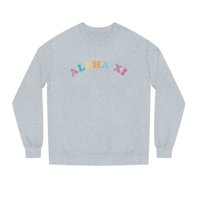 Alpha Xi Delta Colorful Text Cute Alpha Xi Sorority Crewneck Sweatshirt