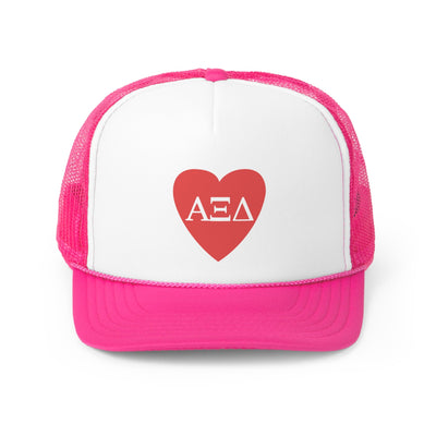 Alpha Xi Delta Heart Letters Sorority Foam Trucker Hat