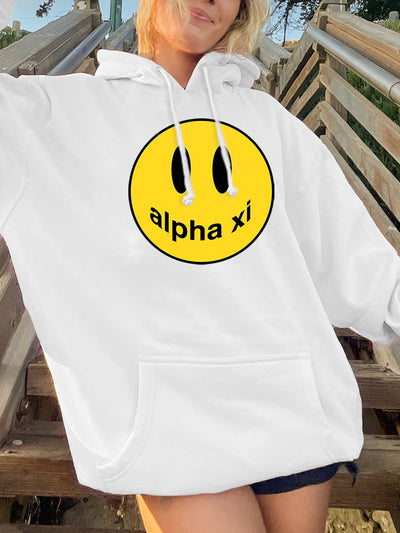 Alpha Xi Delta Smiley Logo Drew Sorority Hoodie Sweatshirt
